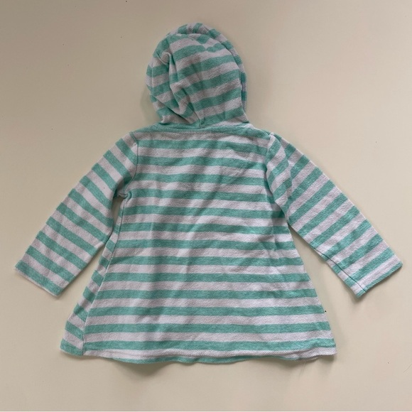 Disney Store Little Girls Green White Striped Hooded Beach Pool Coverup Size 4 - Picture 2 of 5